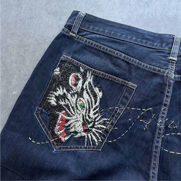 BEAUTIFUL ED hardy baggy Y2k jeans - Picture 3 of 8